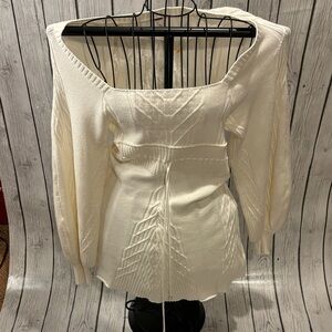Free People Cream knit Sweaterdress women’s size small balloon sleeve open back